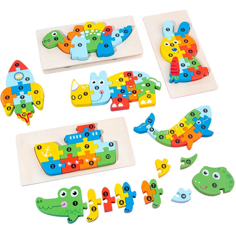 3D Montessori Wooden Dinosaur Puzzle Toy