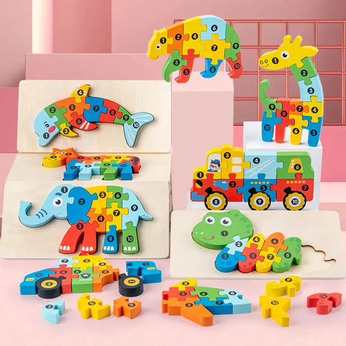 3D Montessori Wooden Dinosaur Puzzle Toy