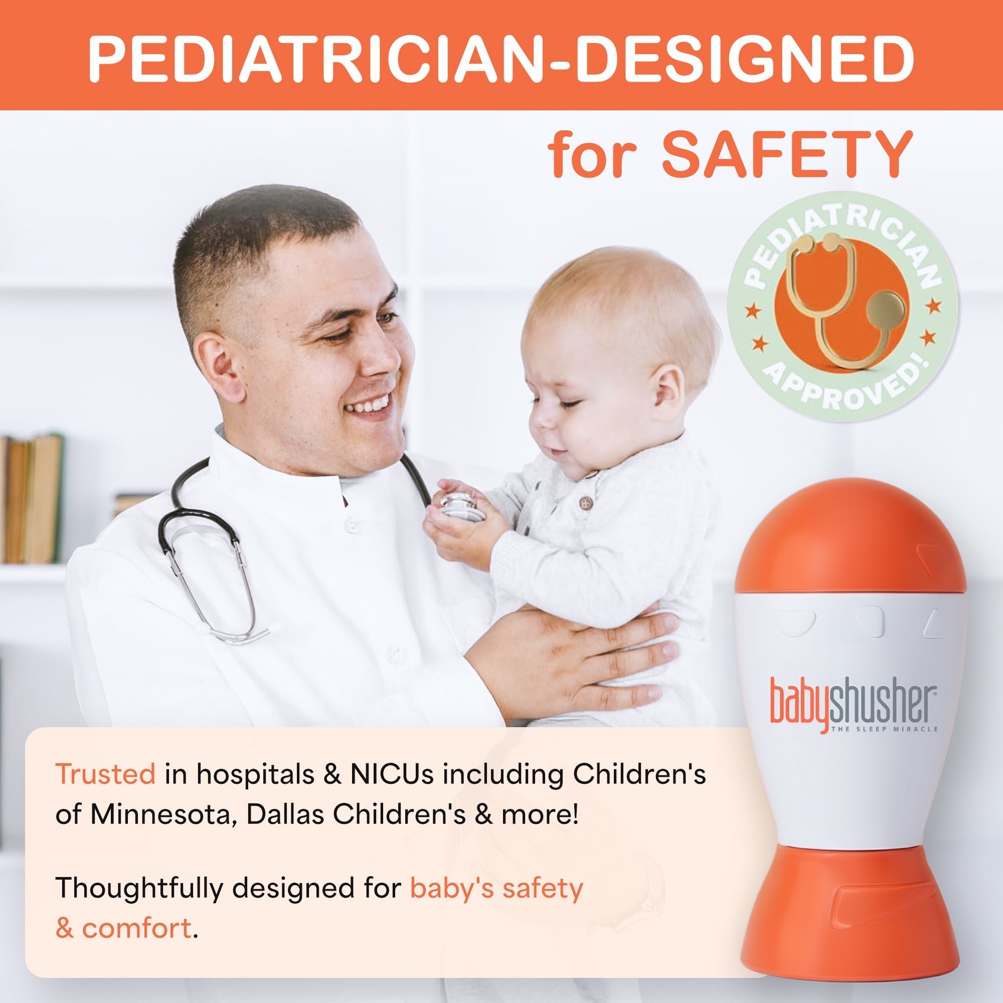 Baby Shusher Sound Machine for Newborn Sleep – Real Human Shushing Sound